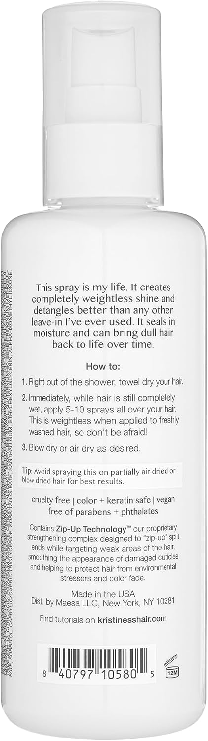 Kristin Ess spray nozzle closeup demonstrating fine mist for even product distribution