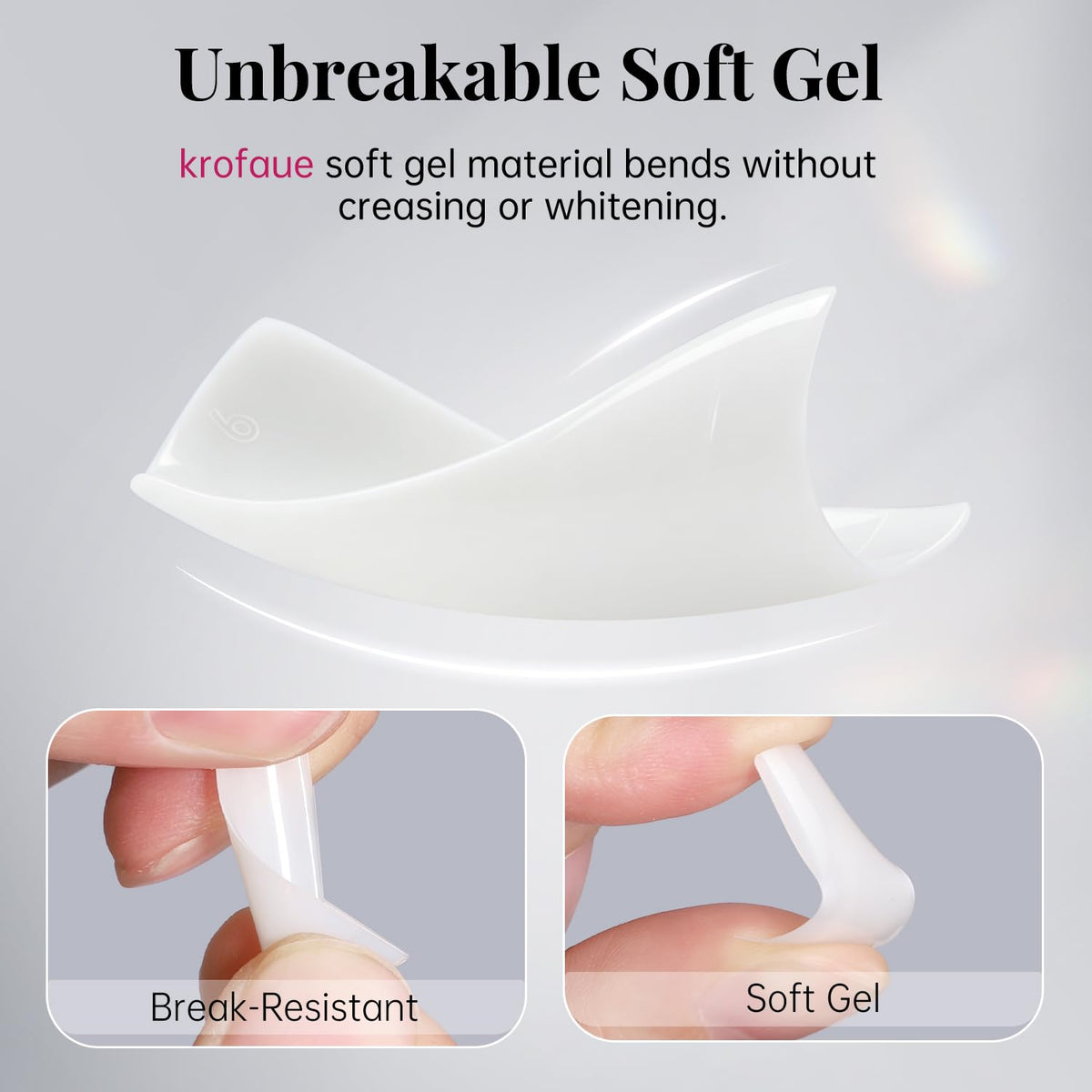 krofaue clear tip close-up highlighting smooth edge and easy polish adhesion