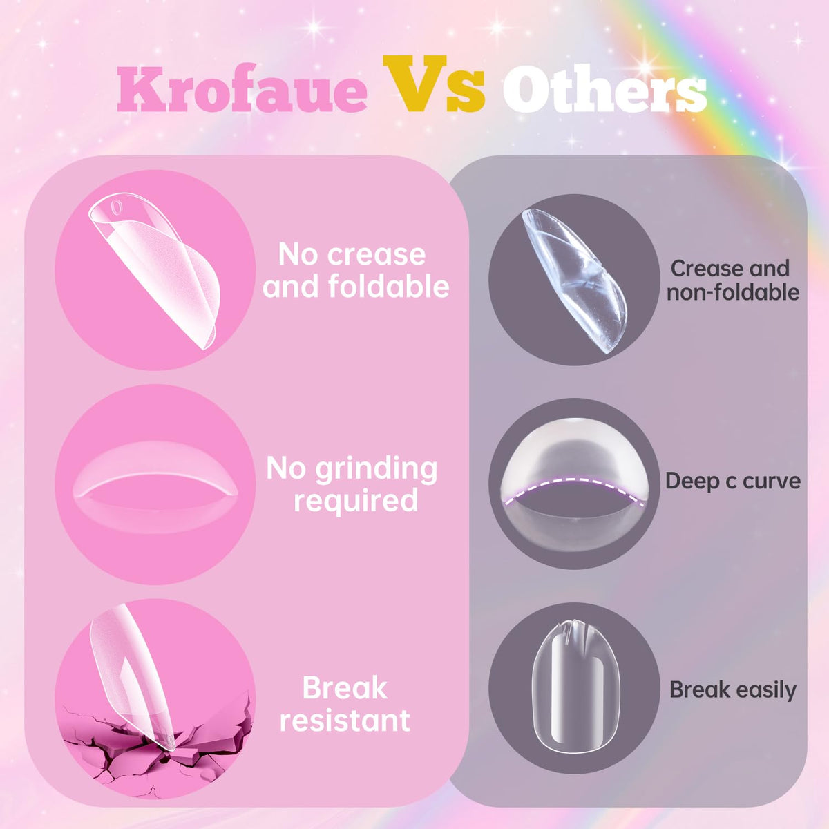 krofaue decorated nails with stickers and polish for creativity