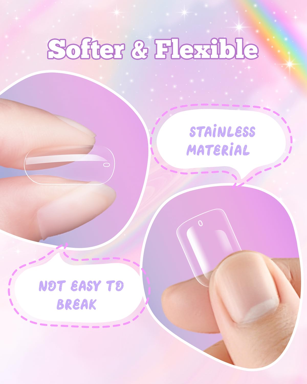 krofaue nails decorated with polish and stickers to spark creativity