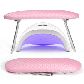 krofaue front view of pink arm rest showing compact professional support
