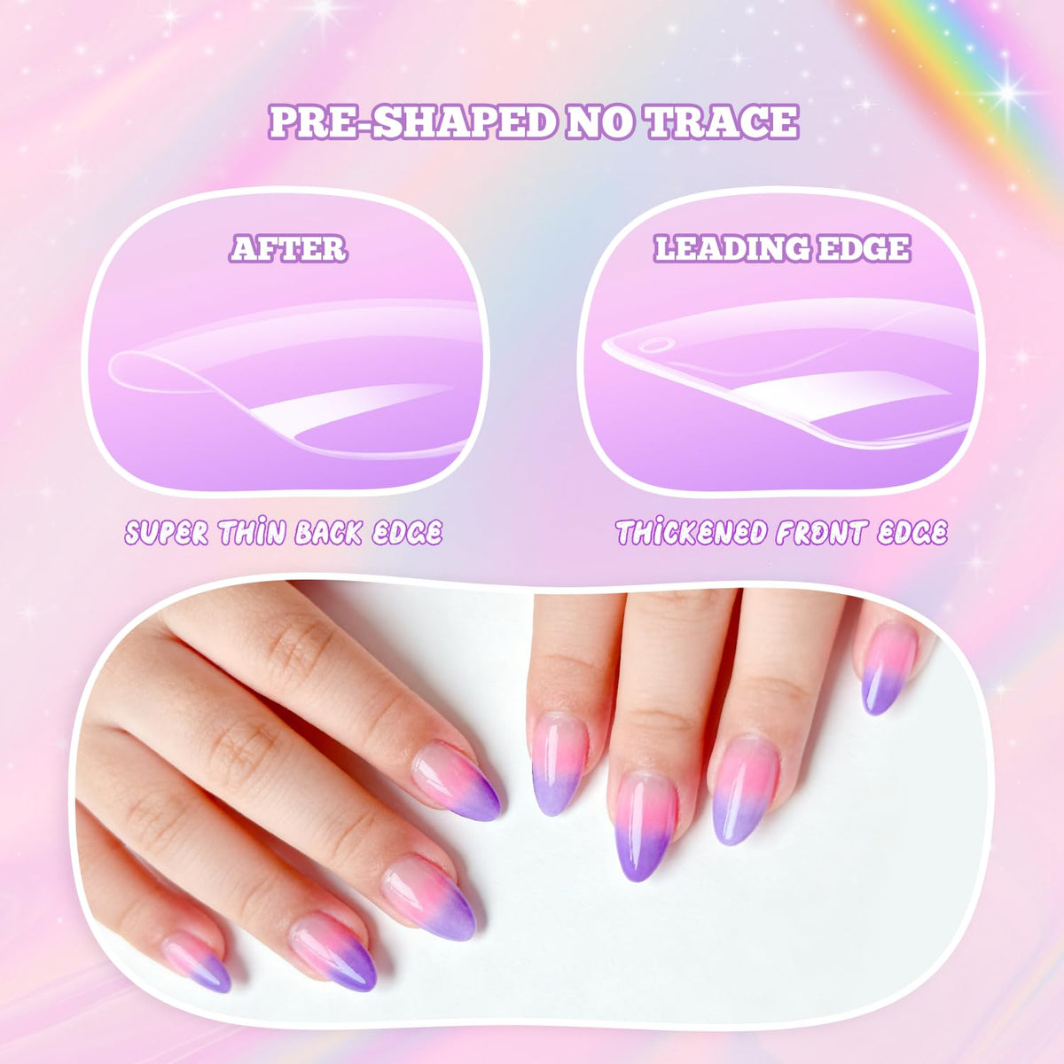 krofaue nails applied on a child's hand demonstrating natural extra-short look