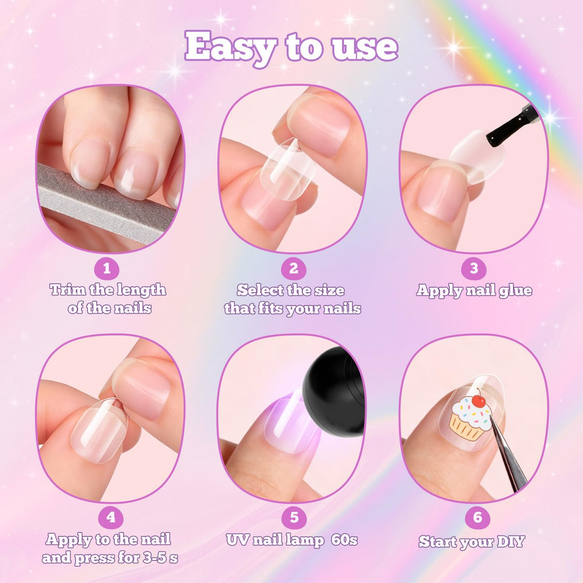 krofaue nails next to ruler to show short kid-friendly length