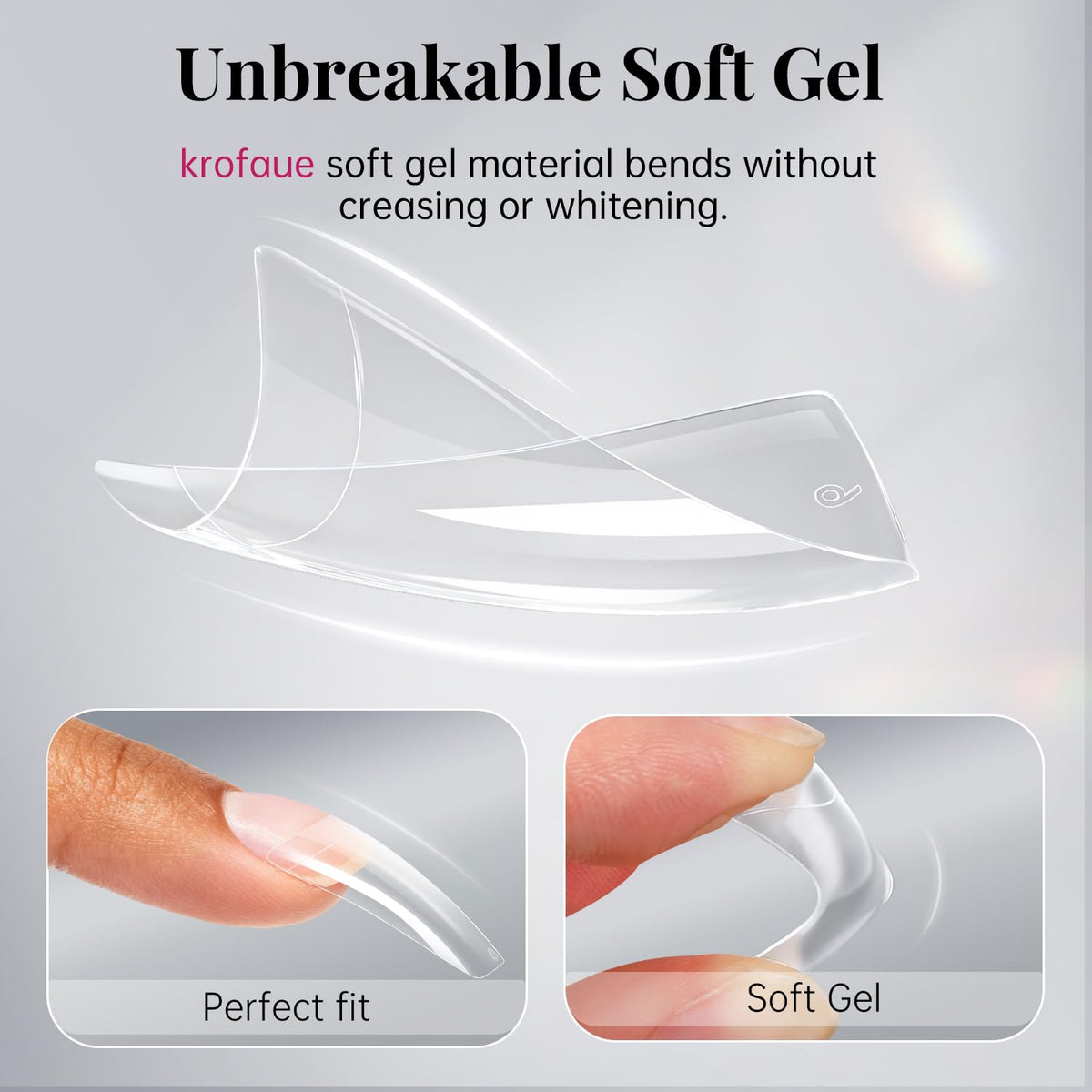 krofaue tips in use with gel application demonstrating easy adhesion and finish