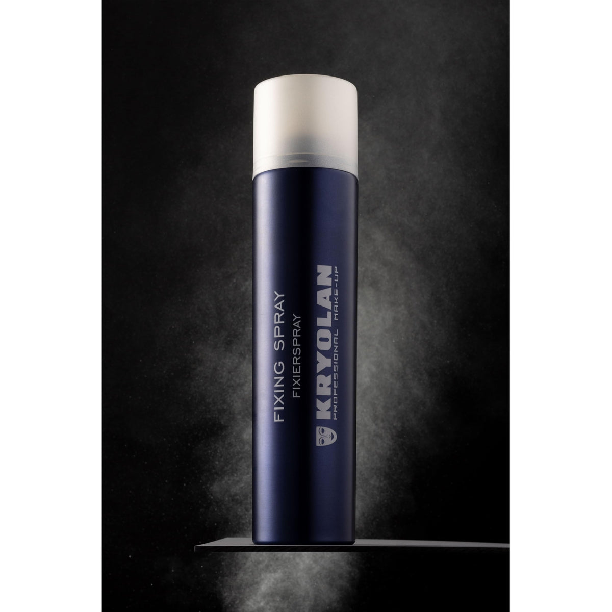 Kryolan 300 ml can in hand illustrating size and travel-ready convenience