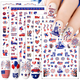 KTAABTR front packaging showing patriotic nail sticker sheets and benefits
