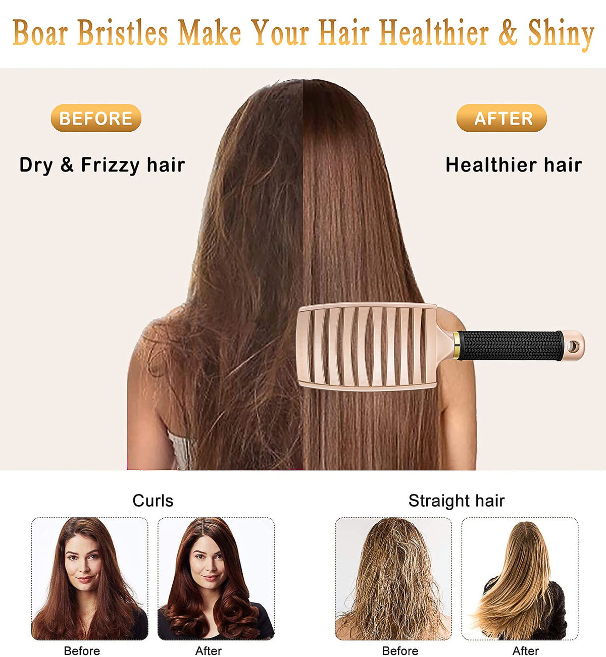 KTKUDY close-up of boar-style bristles distributing natural oils