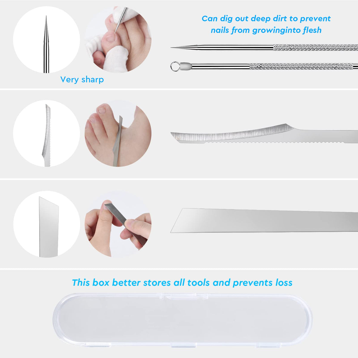 KuanStore lifter tool gently lifting toenail edge to relieve pressure and aid treatment