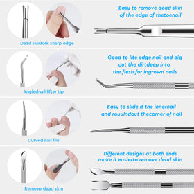 KuanStore open case with seven tools neatly organized for travel-ready pedicure solutions
