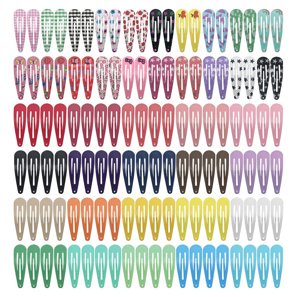 KUBOM front packaging showing 120 colorful snap hair clips and variety