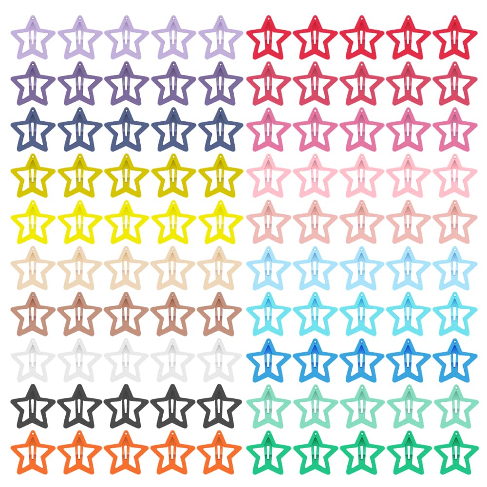 KUBOM front pack showing 100 star hair clips and colorful assortment for easy styling