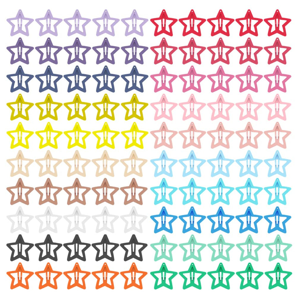 KUBOM front pack showing 100 star hair clips and colorful assortment for easy styling