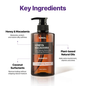 KUNDAL macadamia and argan oil ingredients flatlay emphasizing nourishing botanicals