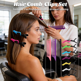 Kunihiko alligator clip clamping hair tightly to secure sections during styling