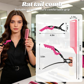 Kunihiko combs and clips in use creating neat parts and smooth braids professionally
