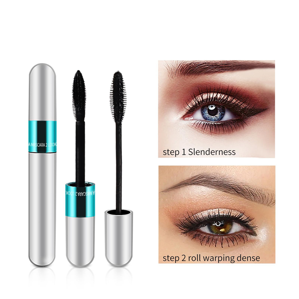 KUNSHNBEI applying mascara on lashes demonstrating no clumps and easy layering for defined results