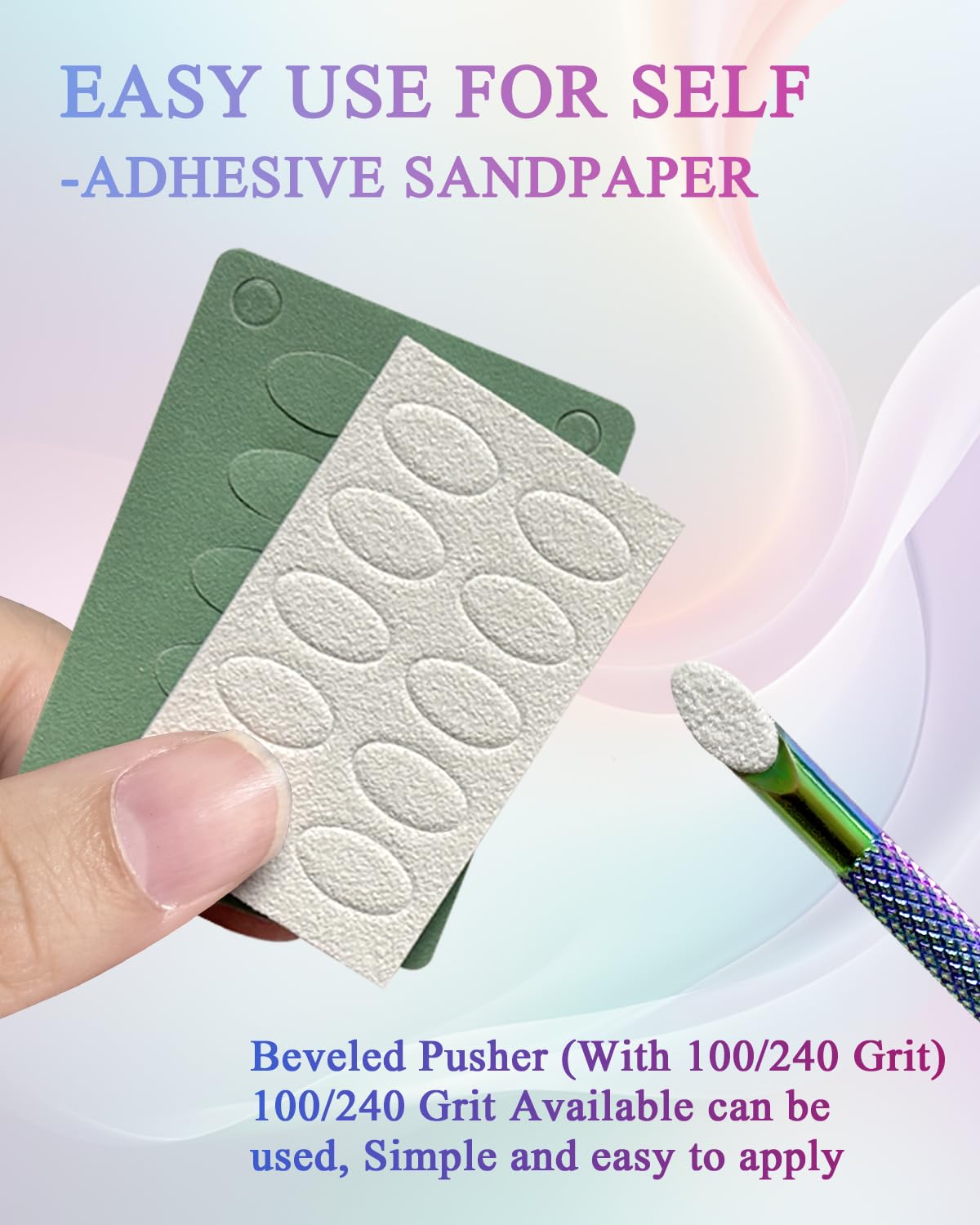 KUNSHNBEI tool in use pushing cuticle for neater manicure prep