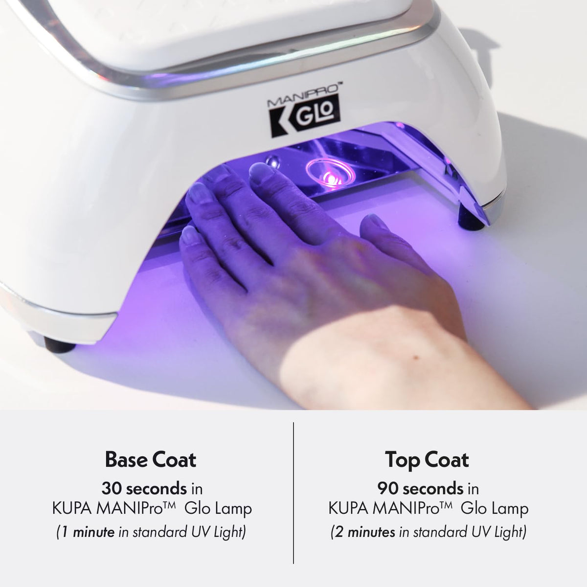 KUPA GelFinity curing inside LED lamp demonstrating fast cure speeds for salon efficiency benefit