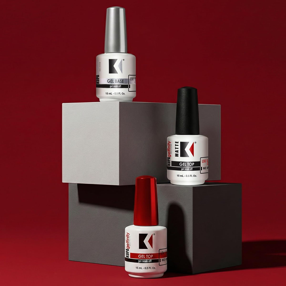 KUPA GelFinity curing under UV/LED lamp to show quick no-wipe setting benefit