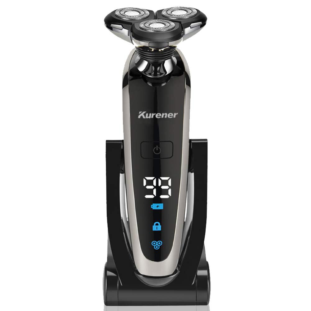 kurener charging stand and shaver placed upright for tidy storage and readiness