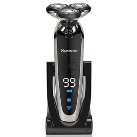 kurener charging stand and shaver placed upright for tidy storage and readiness