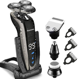 kurener front view of shaver showing ergonomic handle and power button for easy control