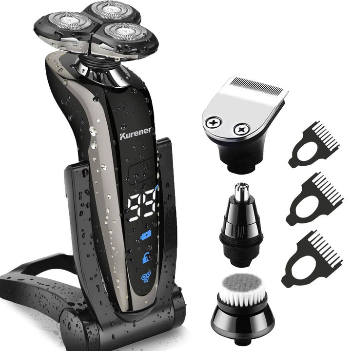 kurener front view of shaver showing ergonomic handle and power button for easy control
