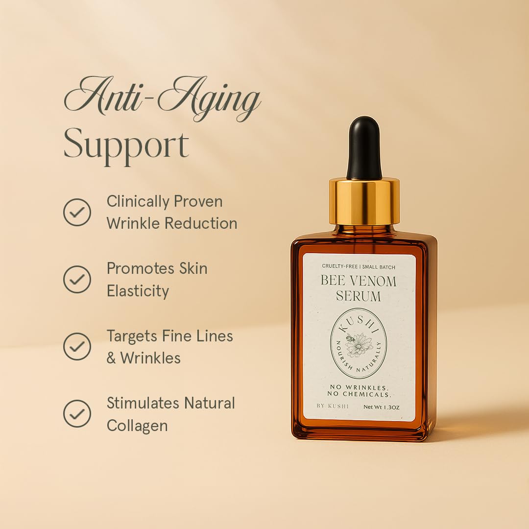 KUSHI dropper dispensing serum texture highlighting quick absorption benefit