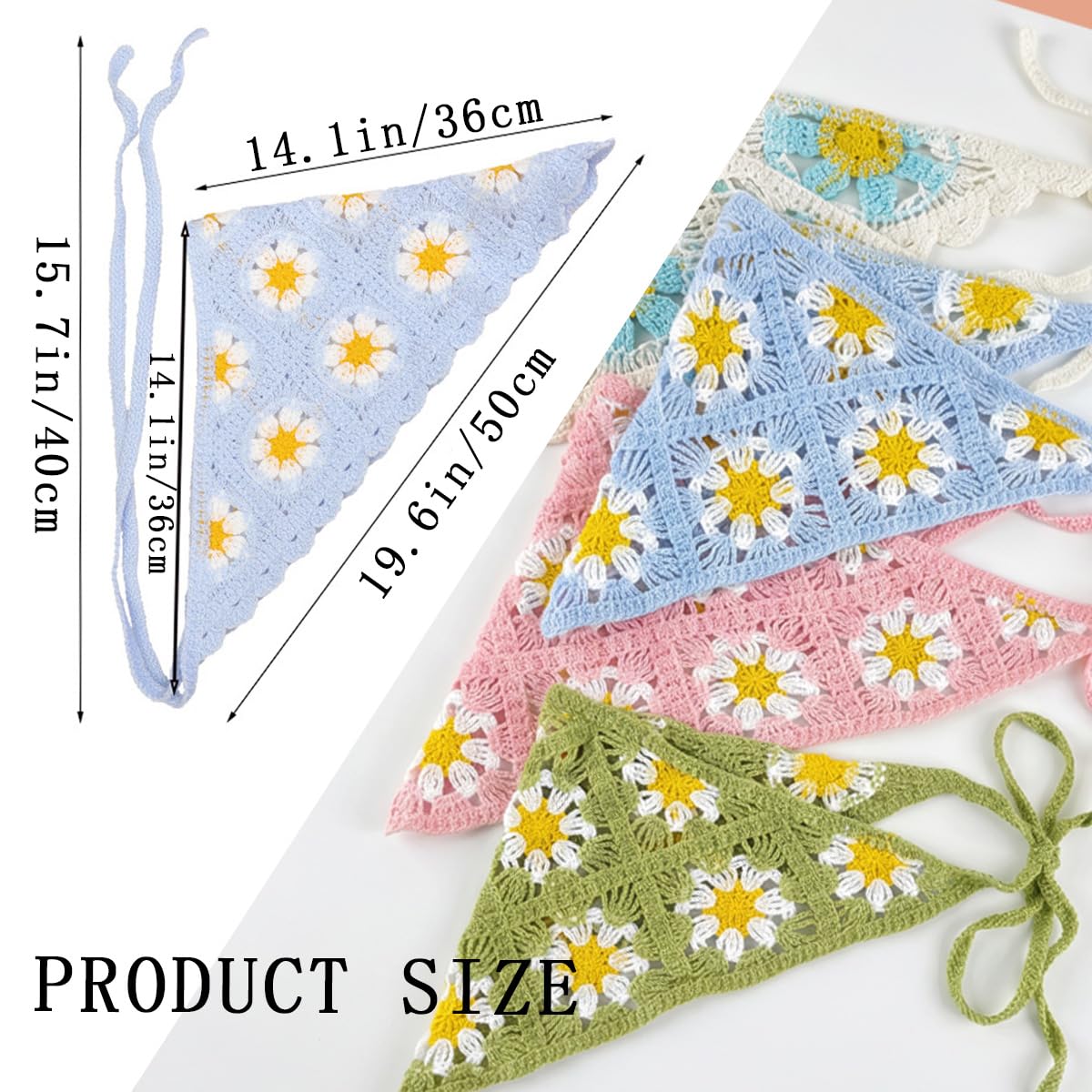 Close-up of KuuGuu crochet daisy motif highlighting decorative detail and airy breathability