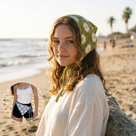 KuuGuu bandana styled in an outdoor picnic scene conveying boho charm and photogenic appeal