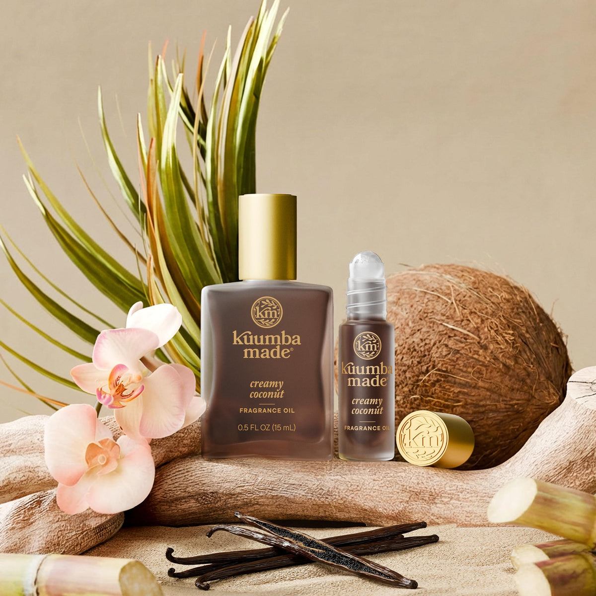 Kuumba Made in a beach bag illustrating tropical scent ready for travel