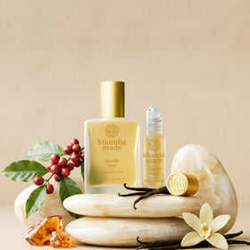 Kuumba Made ingredients jar with vanilla pod conveying natural, ethically sourced notes