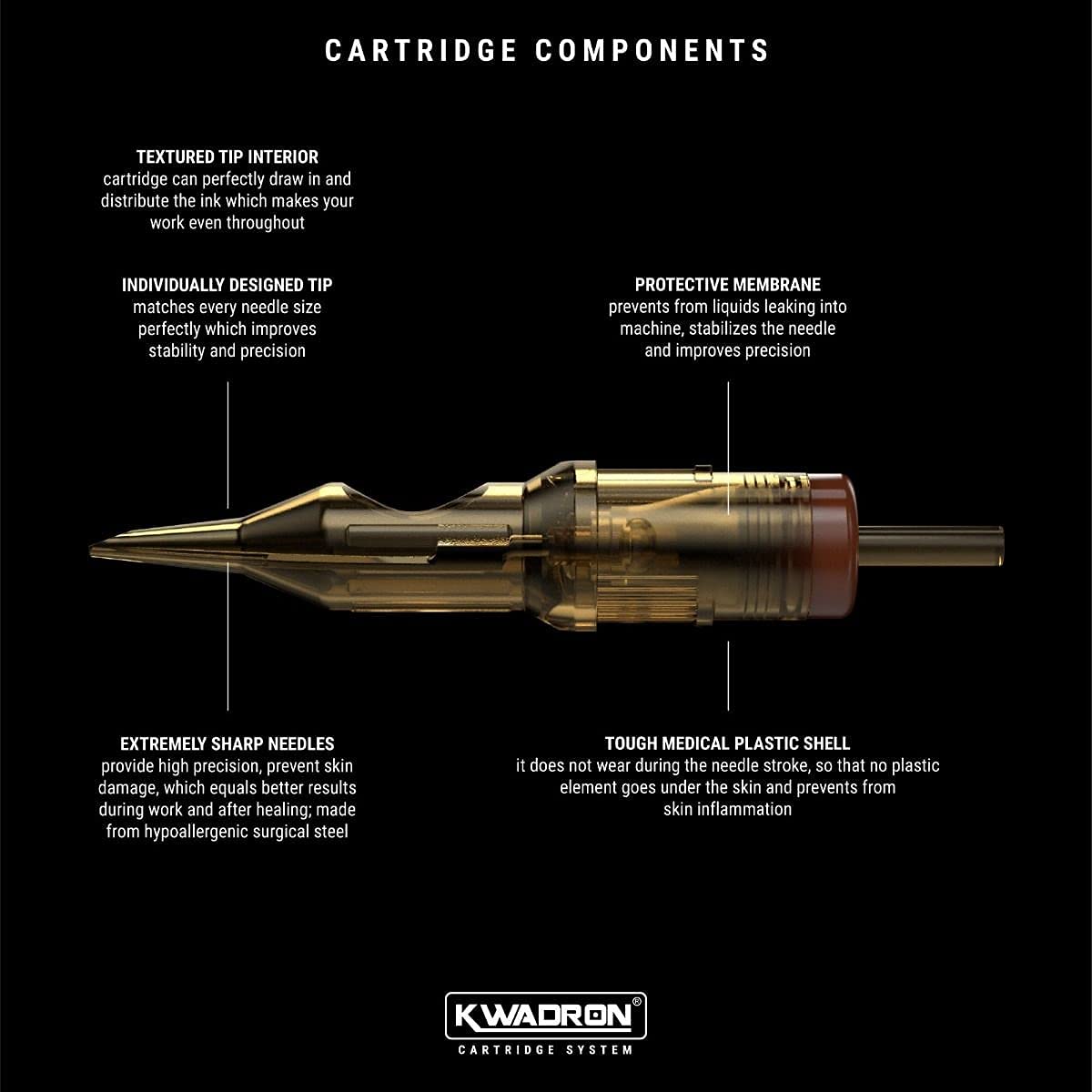 Kwadron needle tip detail highlighting sharp long taper for smoother ink flow