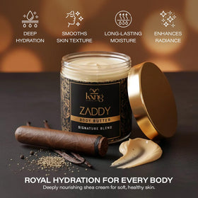 KXNG Cosmetics Zaddy open jar texture demonstrating creamy melt-in hydration