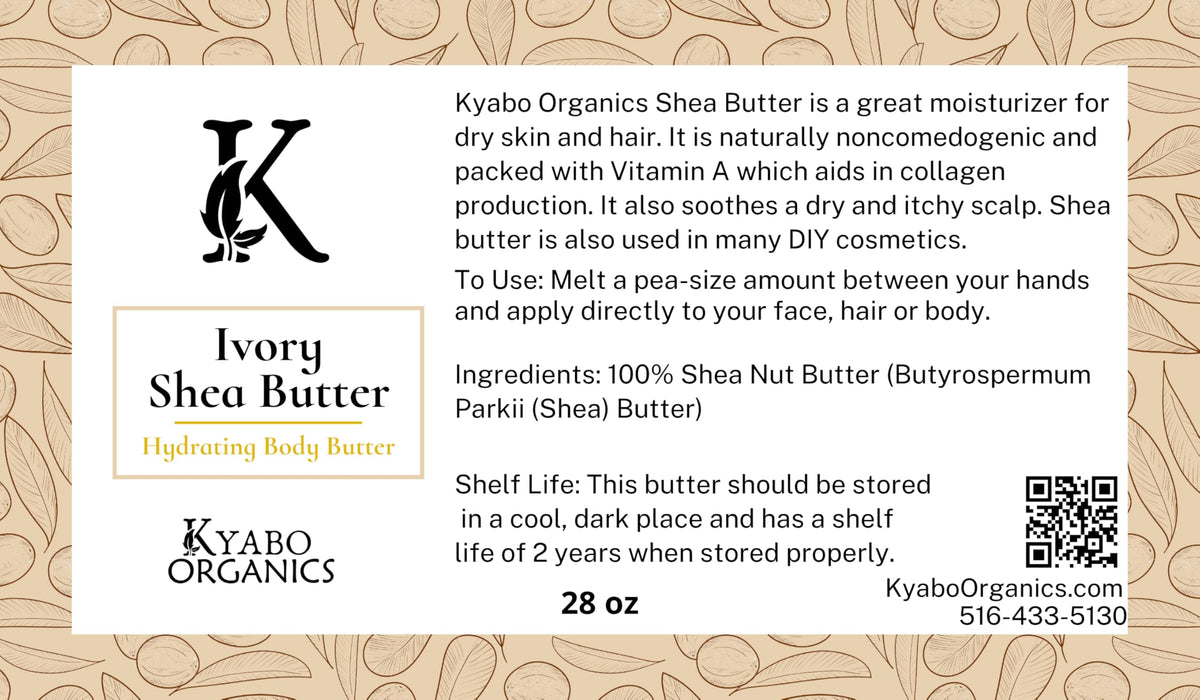 Kyabo Organics close-up texture of ivory shea butter for smooth application