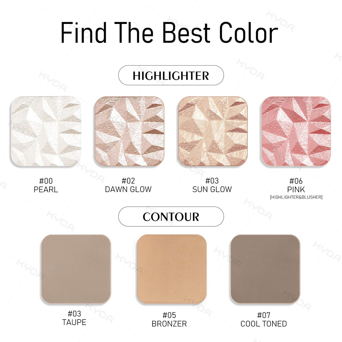KYDA palette with soft brush applying powder to demonstrate easy blending and control