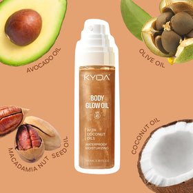 KYDA coconut and plant ingredients displayed to show nourishing benefits