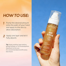 KYDA label close-up showing SPF 45 broad-spectrum protection benefit