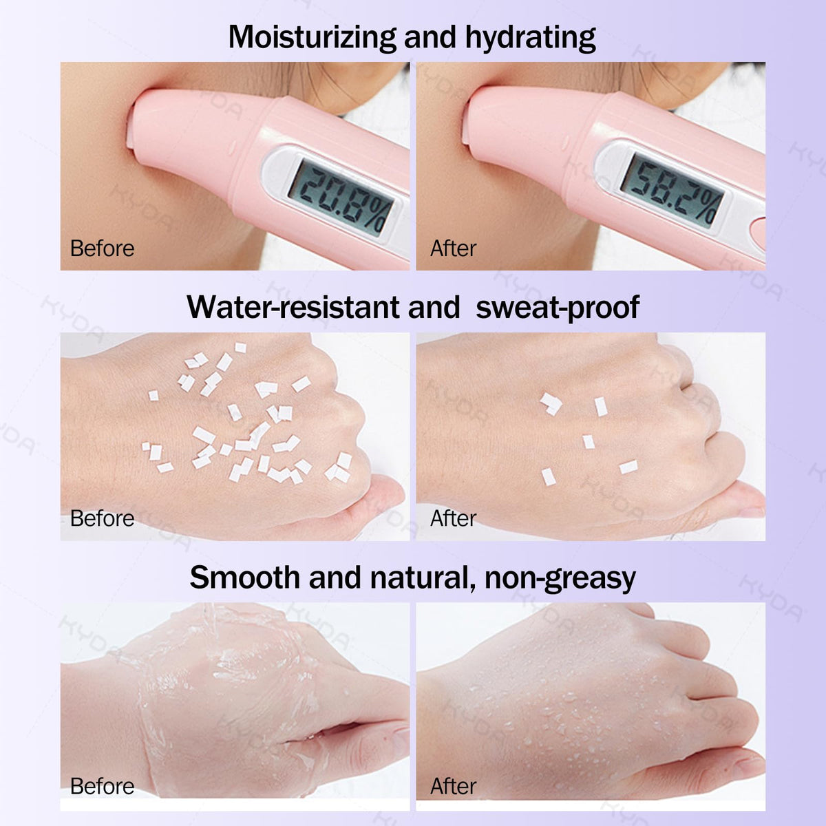 KYDA primer on a vanity with makeup tools illustrating daily routine use