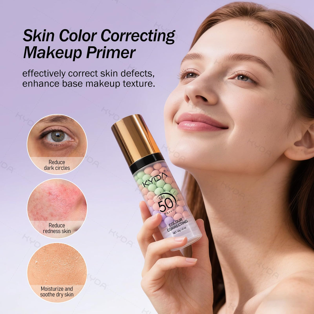 KYDA before-and-after primed skin comparison demonstrating tone correction