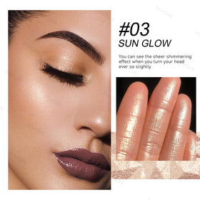 KYDA three highlighter shades top view showing mixable pearly finishes