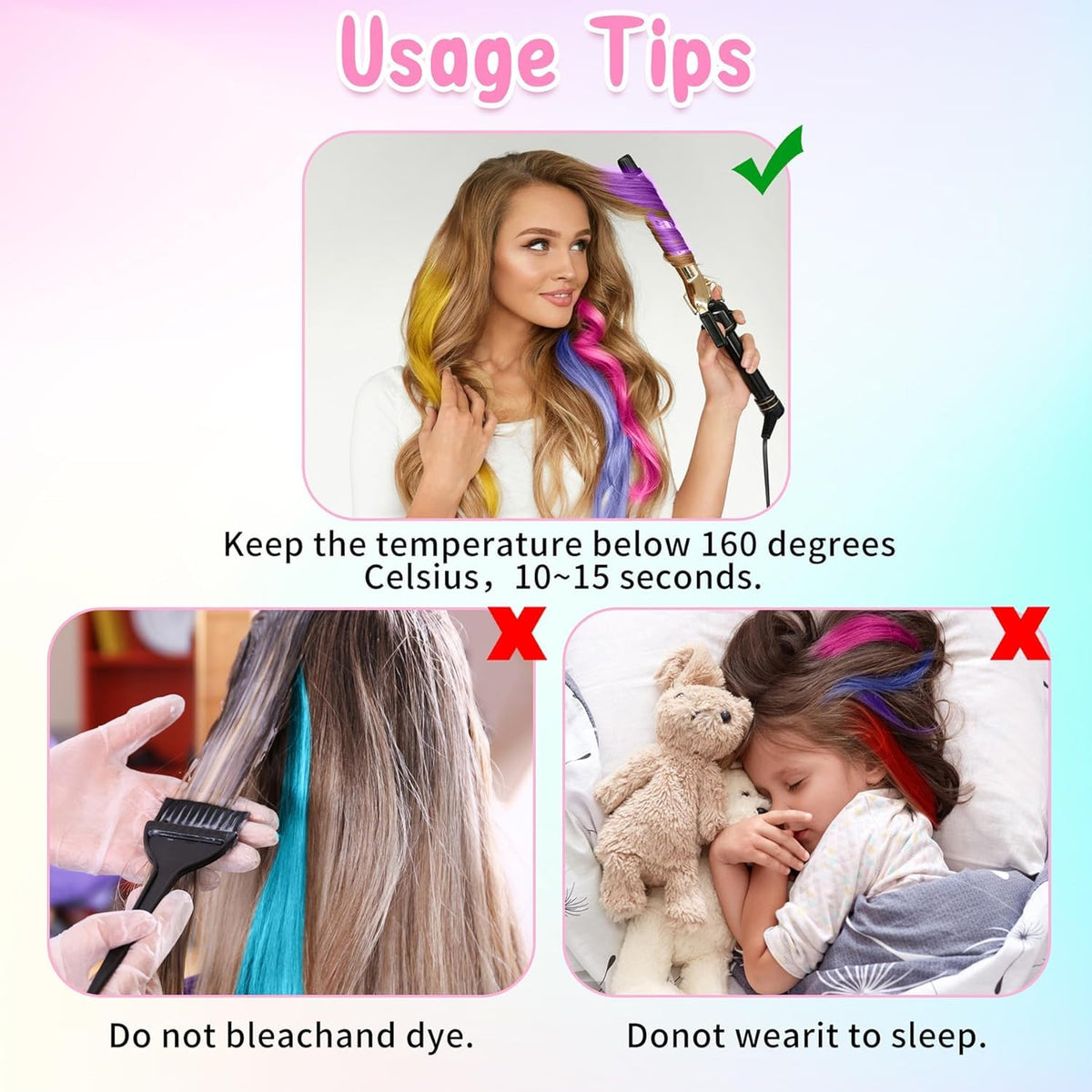 Kyerivs in use clipped into hair providing quick colorful highlights