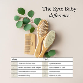 KYTE BABY wooden bristle brush detail for gentle detangling benefit
