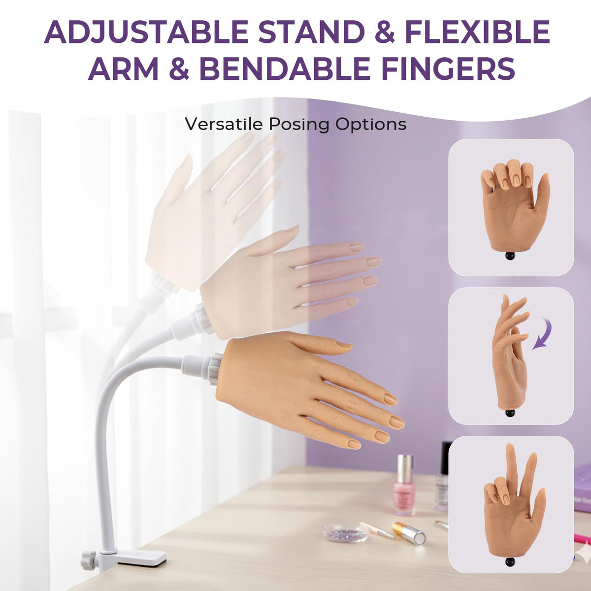 KZAOPZ bendable fingers posed for nail art demonstrating flexible training angles