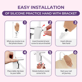 KZAOPZ practice hand in use with brush and rhinestones showing design practice