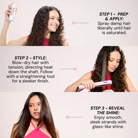 L'ANGE HAIR before and after blowout comparison displaying extended sleekness