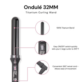 L'ANGE HAIR close-up of tourmaline-infused ceramic barrel delivering even heat and reduced frizz