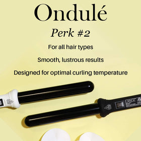 L'ANGE HAIR wand creating loose beach waves on model for long-lasting, shiny texture