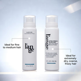 L'ANGE HAIR texture on a single strand showing smoothing effect and reduced frizz