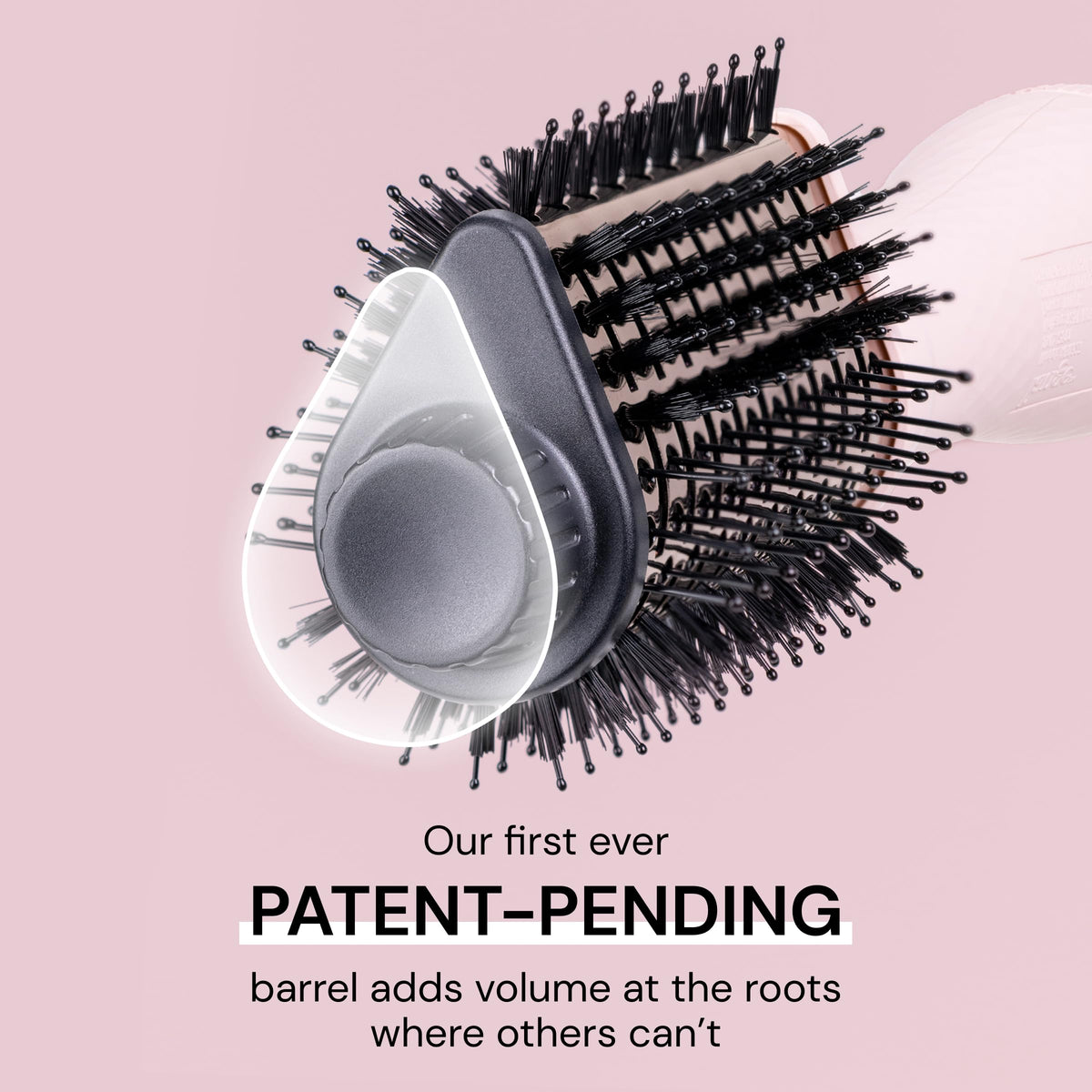 L'ANGE HAIR brush dryer styling short thick hair in use for controlled shaping benefit